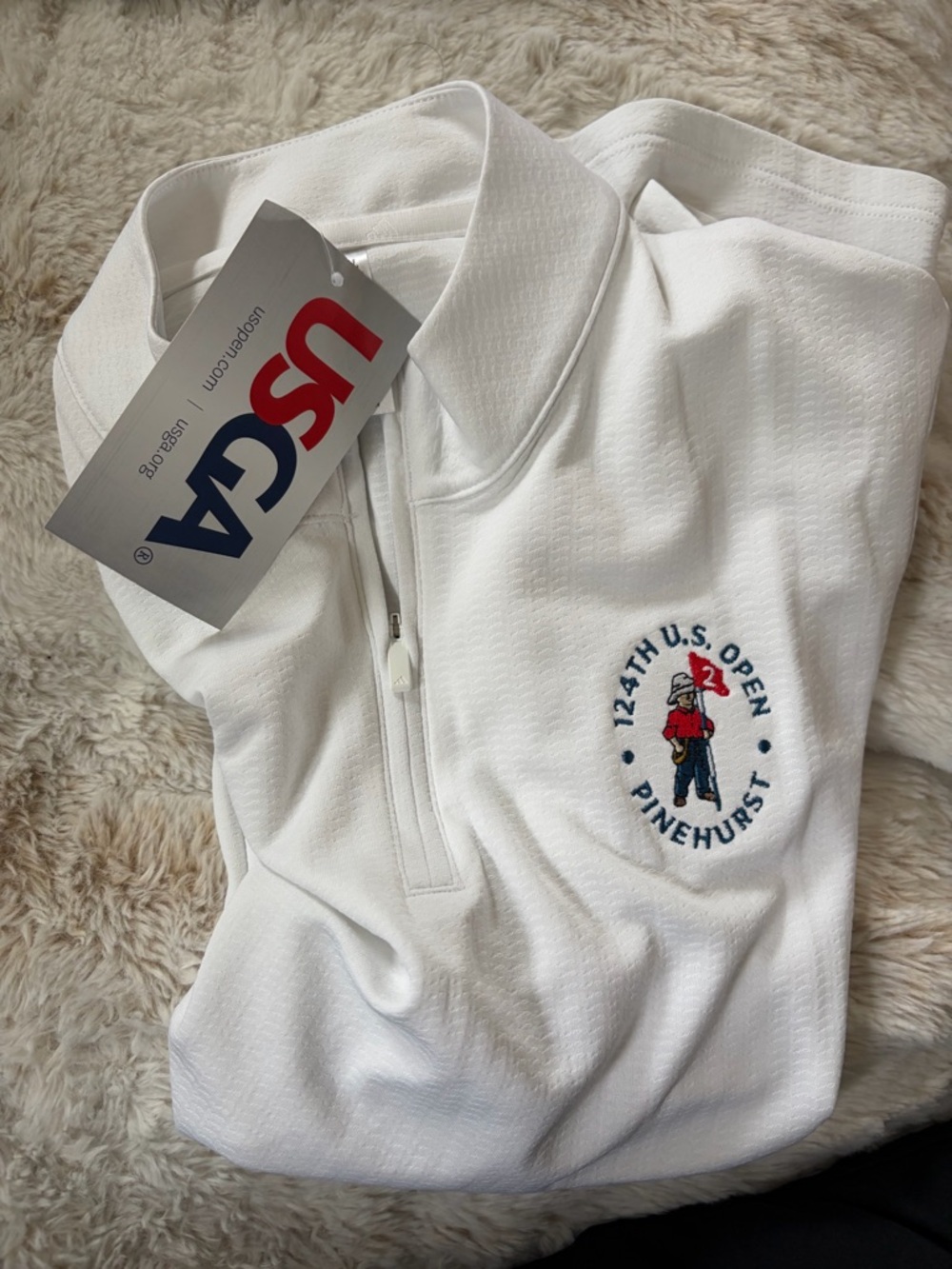 adidas White 1/4 Zip USGA Pinehurst Pullover size m